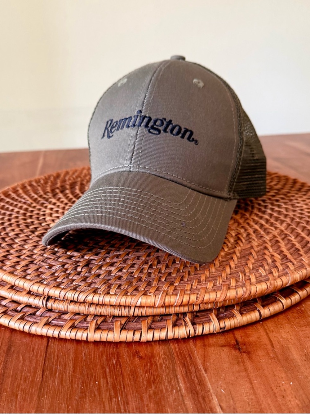 Remington Olive Green Mesh Trucker Snapback Hat Embroidered Logo Outdoor OSFA - Picture 3 of 5